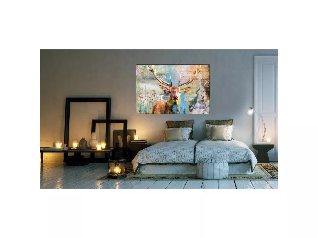 Tableau cerf sur bois - 90 x 60 cm