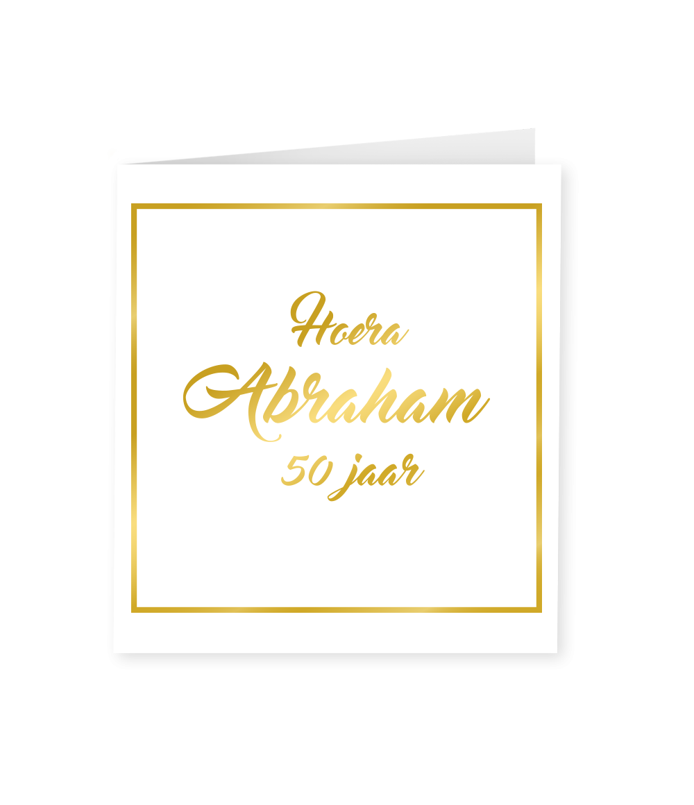 Kaart Abraham 50 Jaar Goud Wit 15cm