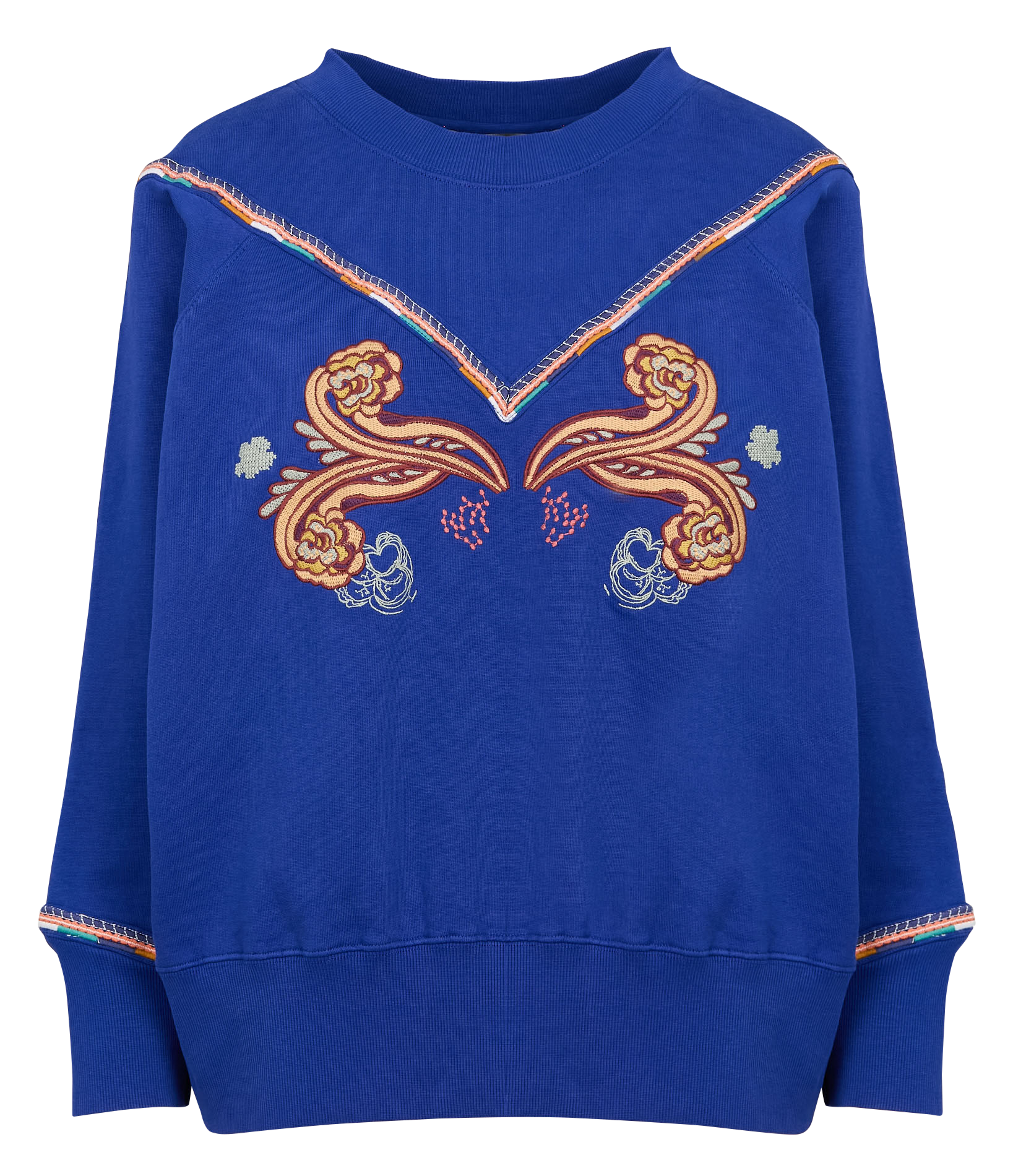 Sweat col rond en coton mélangé | Bleu