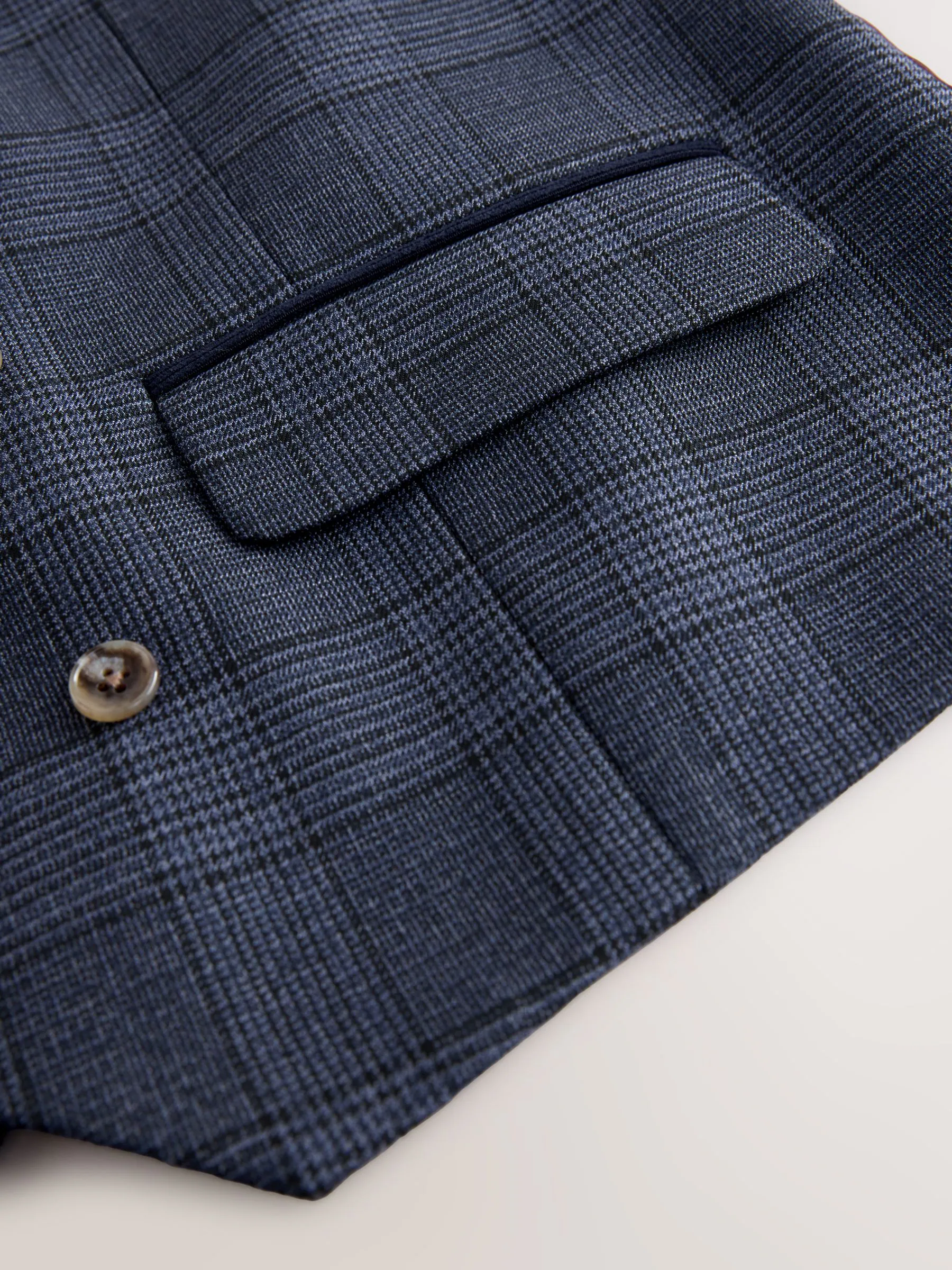 Blauw - Maatgesneden kostuum met ruit: herenvest