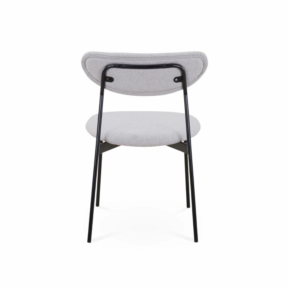 Lot de 4 chaises - arty - scandinaves et vintage. Assise et dossier gris clair. Pieds en acier