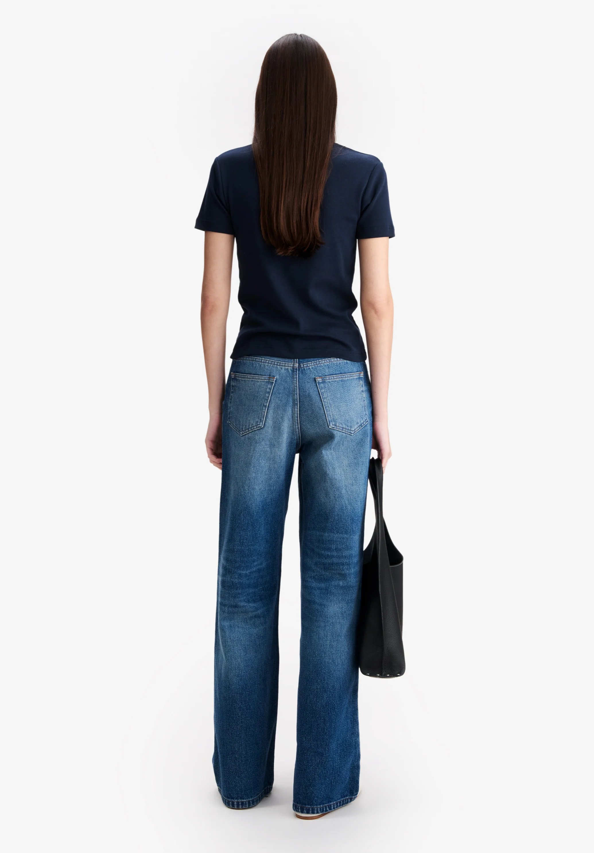 T-shirt ajusté bleu marine en coton bio - Dark navy