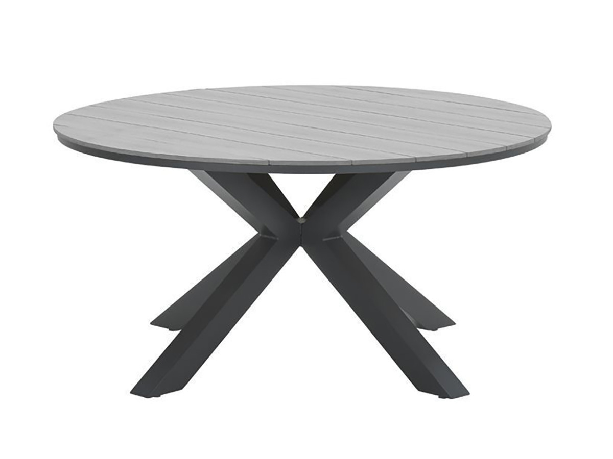 Outdoor Feelings Edson Carbon black grey teak Ø 148 cm tuintafel