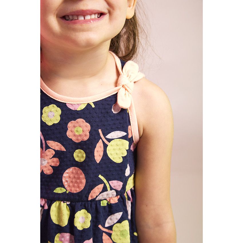 Robe débardeur imprimé fleuri pour bébé fille - Bleu marine