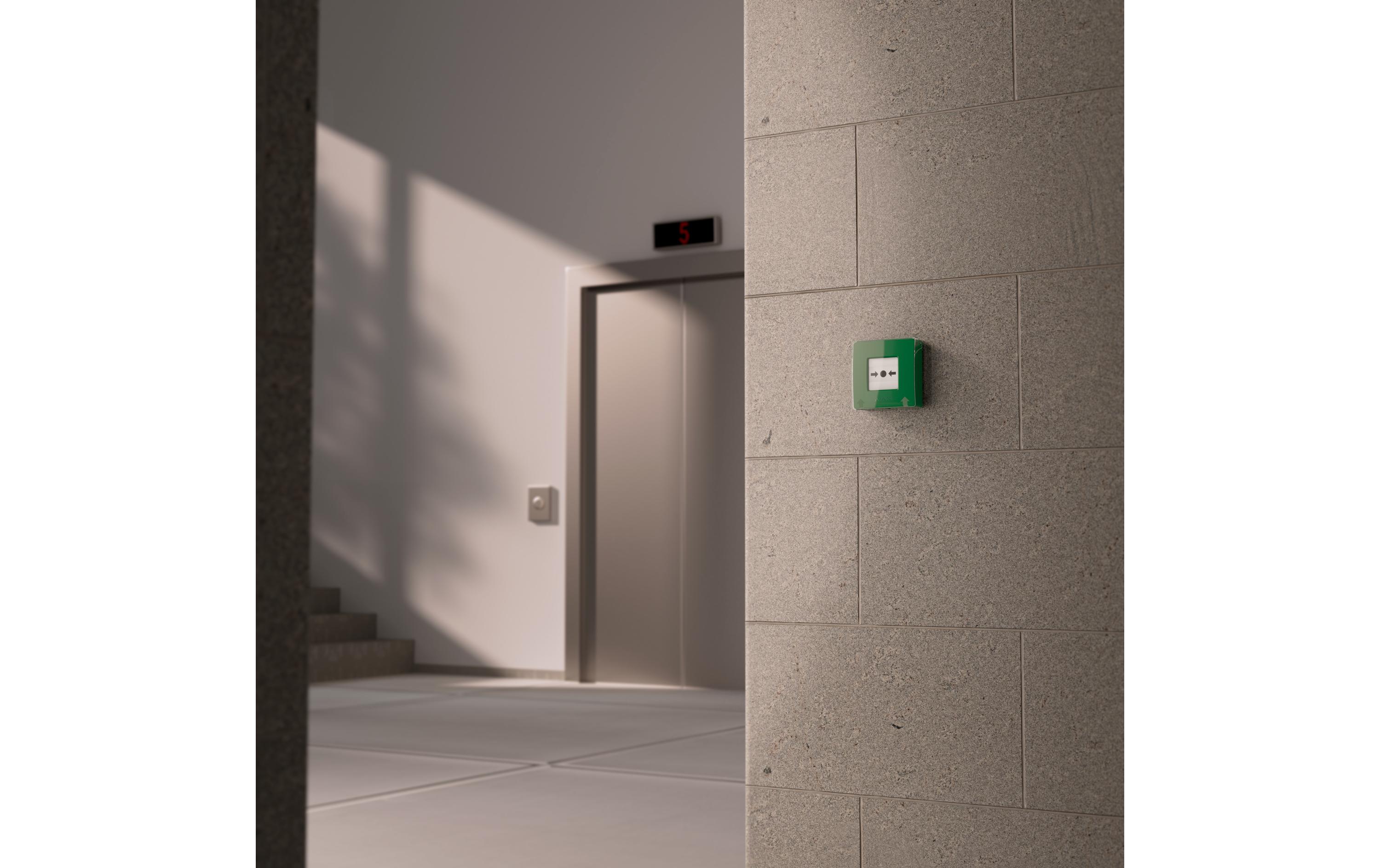 Funk-Taster ManualCallPoint (Green) Jeweller Grün<br>Funk-Druckknopfmelder mit rücksetzbarem Auslöseelement und programmierbaren Szenarien