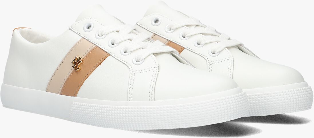 witte lauren ralph lauren lage sneakers janson ii low top lace