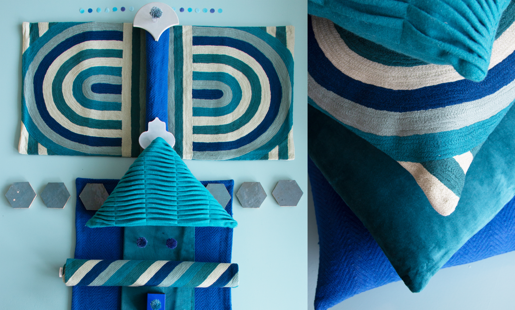 Kussen linnen/wool Arch blue
