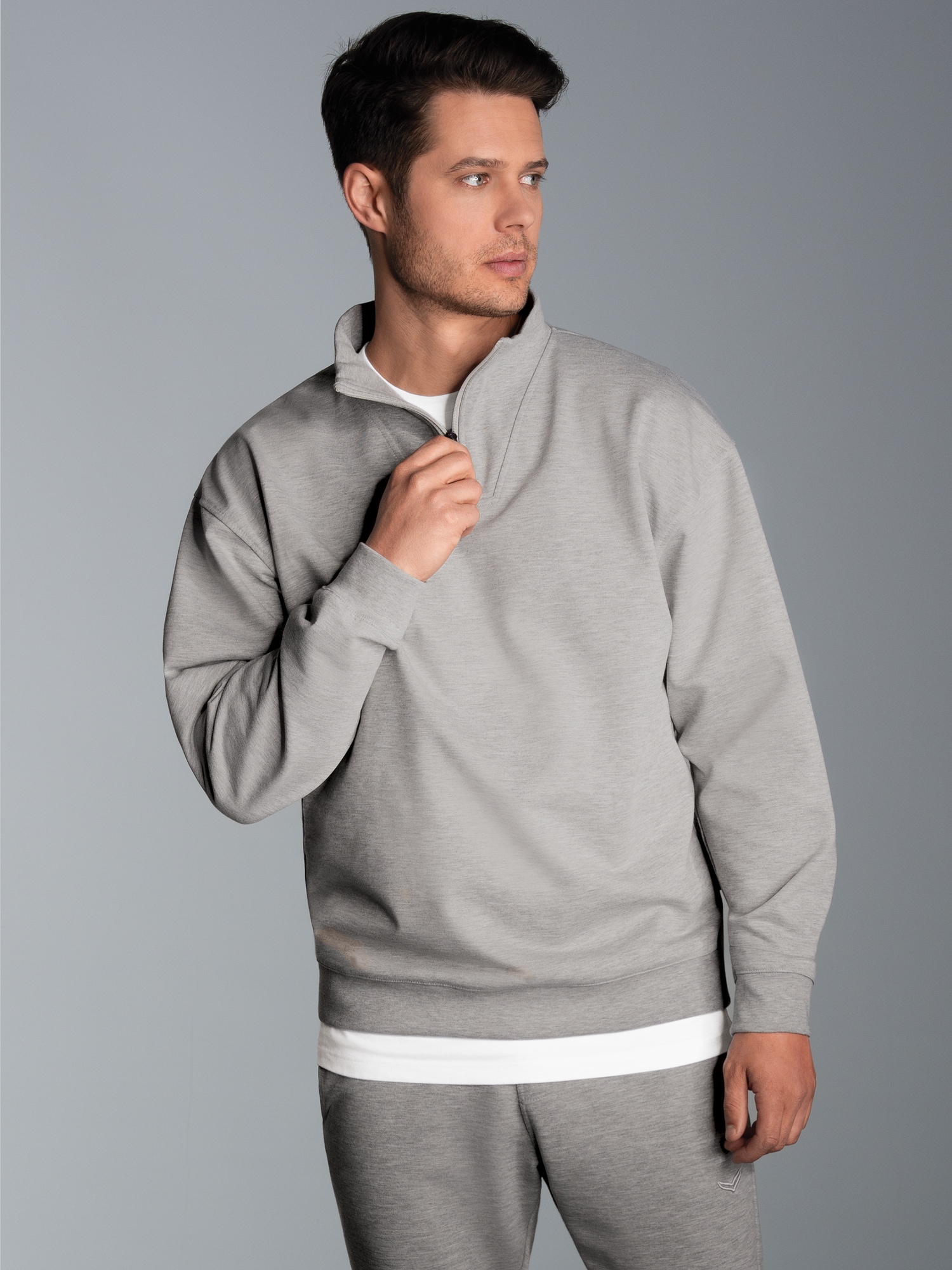 Troyer in bequemer Sweat-Qualität Grau-melange