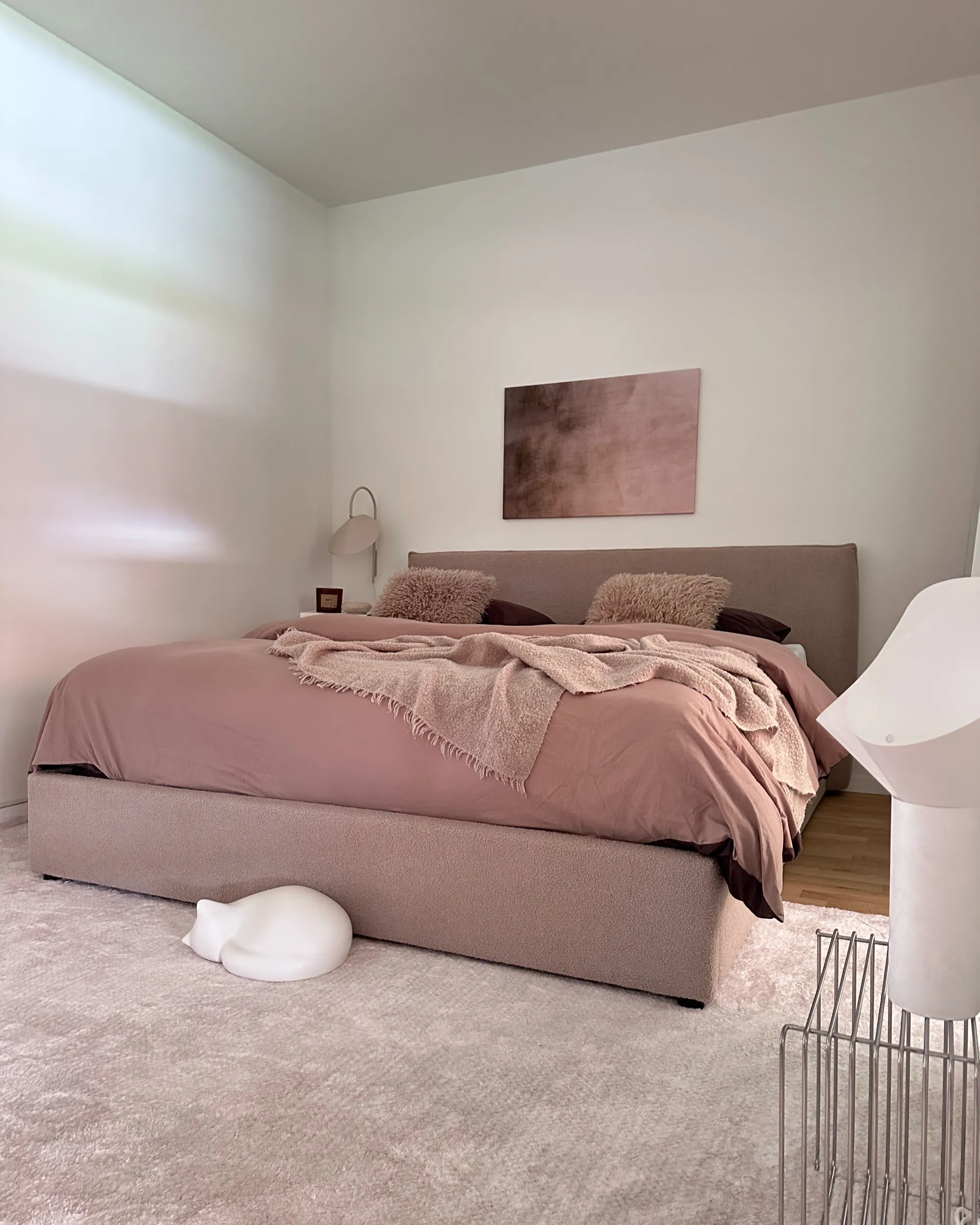 Bed Bouclé LAVAUR 180 x 200 cm Taupe