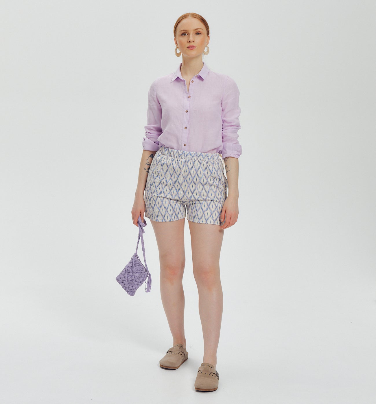 Short en jersey tissé - Imprimé bleu