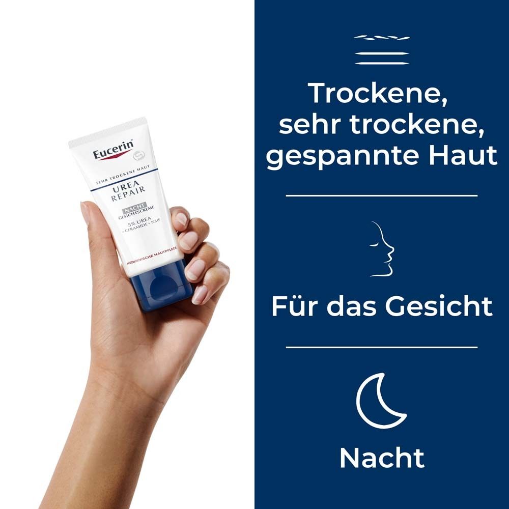 Eucerin® UreaRepair Nacht Gesichtscreme – Intensive Gesichtspflege bei trockener bis sehr trockener Haut - Jetzt 3€ sparen mit Code 