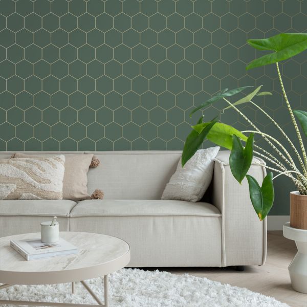 Estahome Hexagon Behang - 0,53 x 10,05 m - Licht Perzikroze