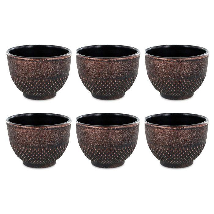 6 tasses en fonte de Chine noir & bronze 15 cl Aromandise