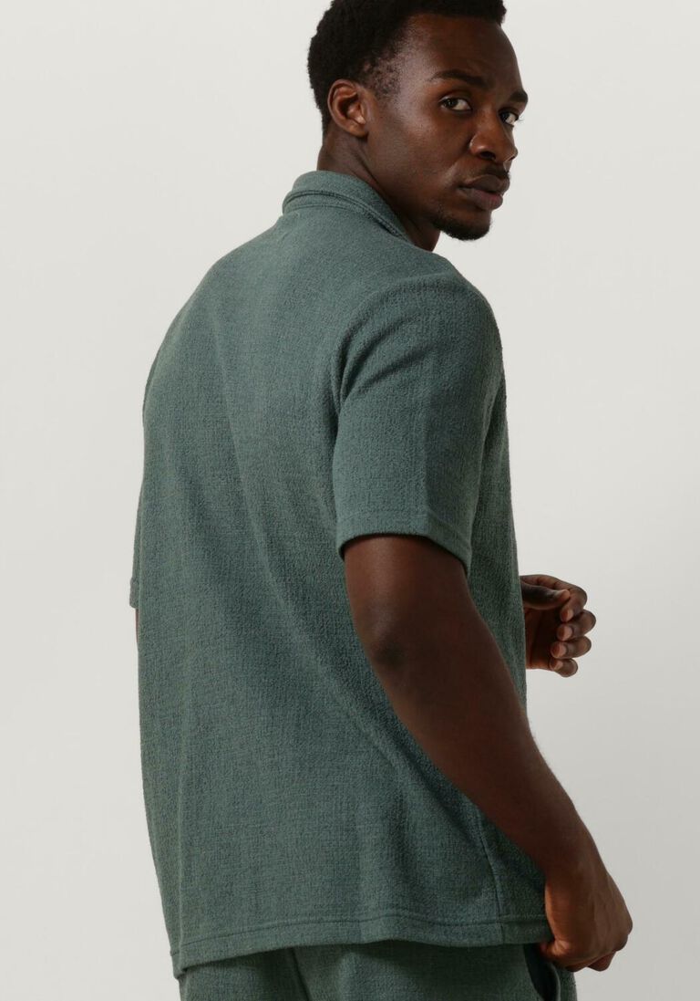 PURE PATH groene pure path casual overhemd structured shortsleeve shirt with chest pocket and embroidery