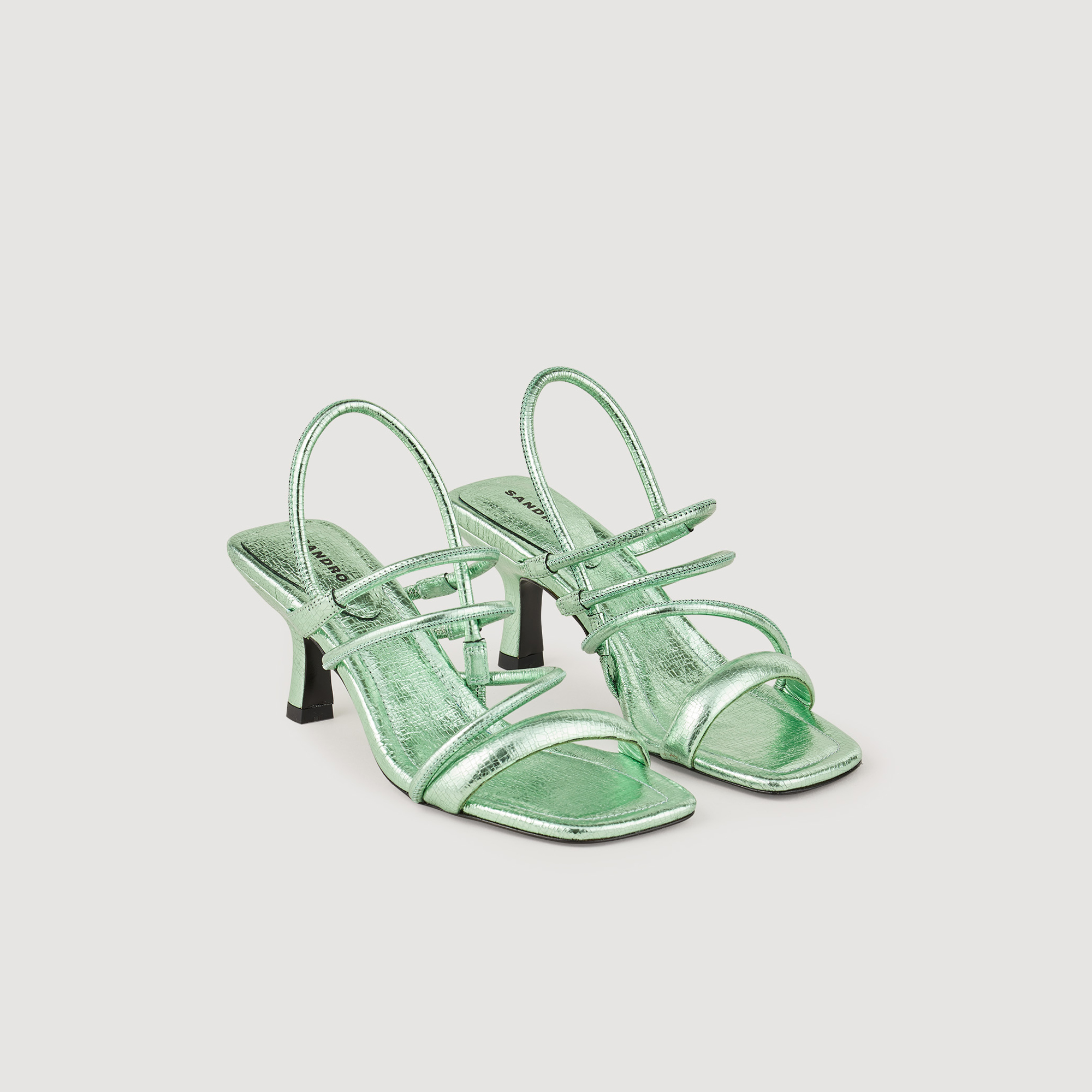 Sandales en cuir metallise