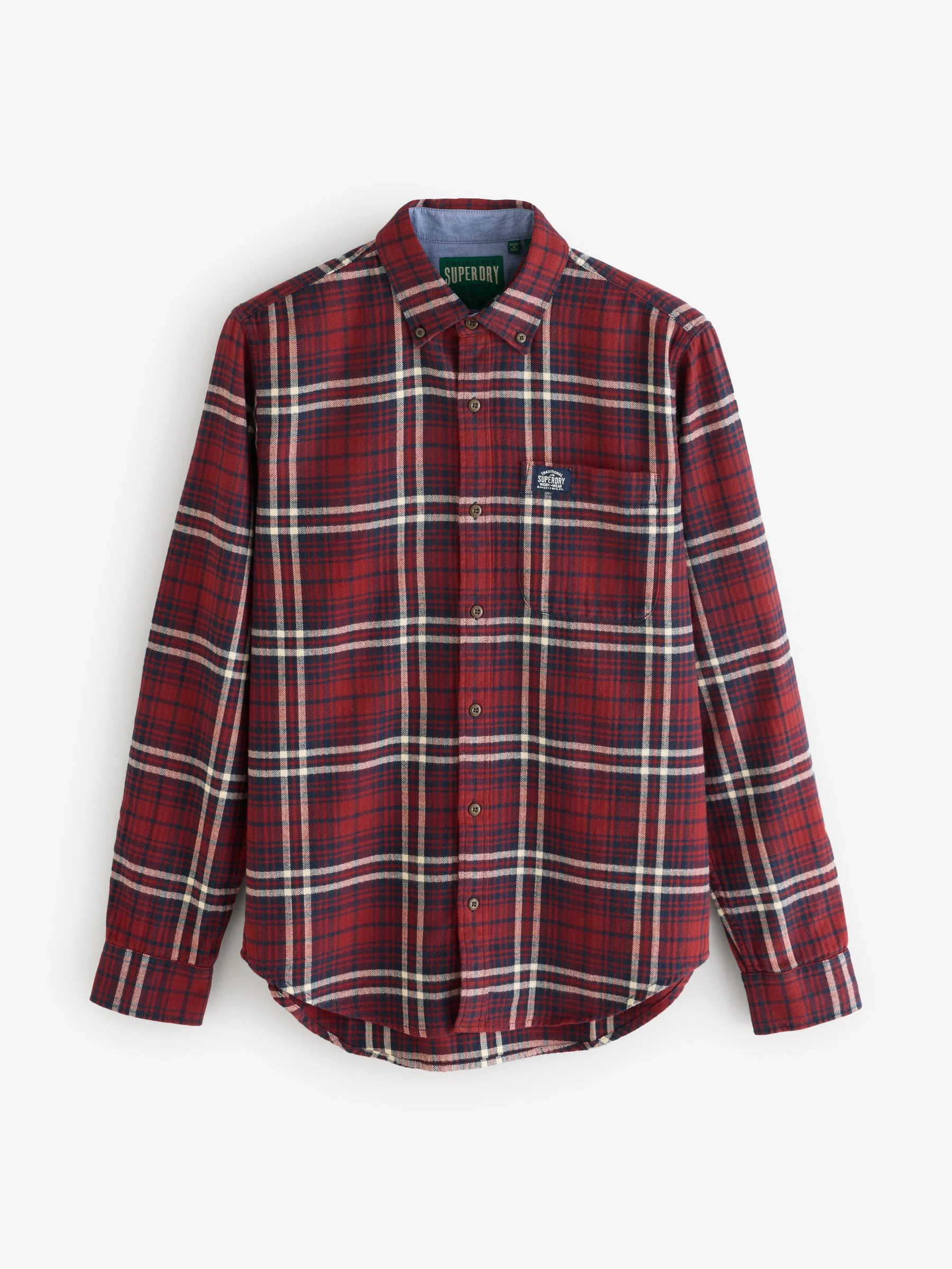 Rood - Superdry houthakkersoverhemd van katoen, met lange mouwen