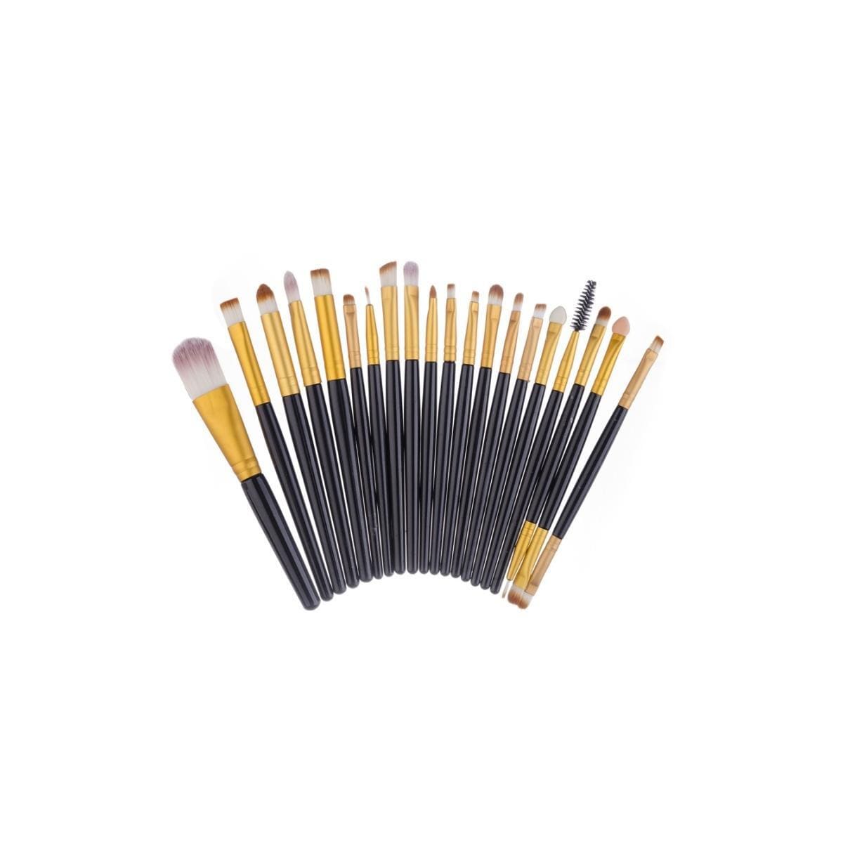Profesjonelle skånsomme  sminkebørster 20-Pack, Black, Gold