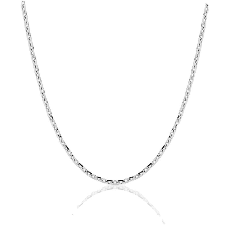Chaîne mixte 40 cm - Maille Forçat diamantée - Or blanc 18 Carats - Largeur 1.85 mm