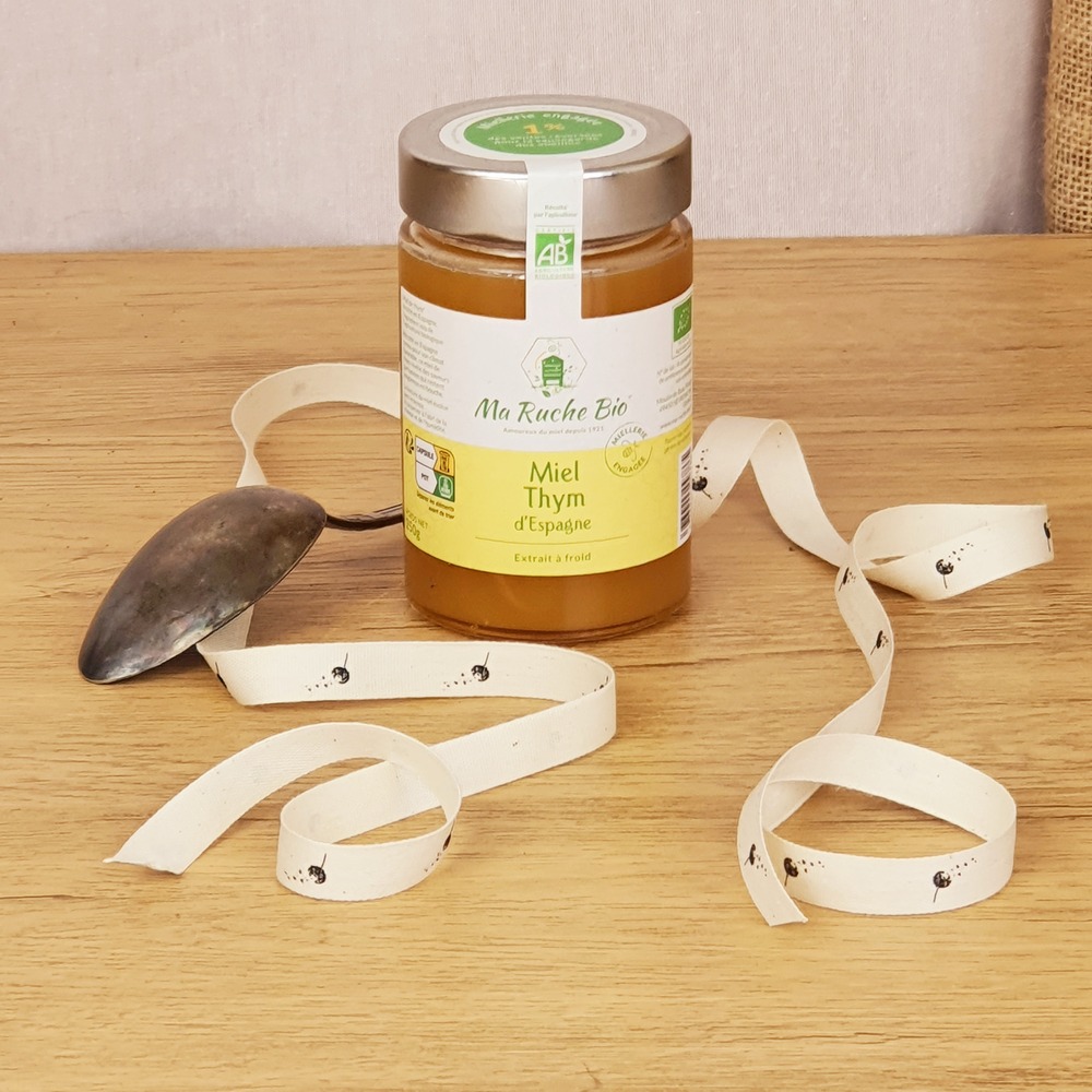Coffret d'une plante du thym, symbole d'amour durable, et son miel de thym bio