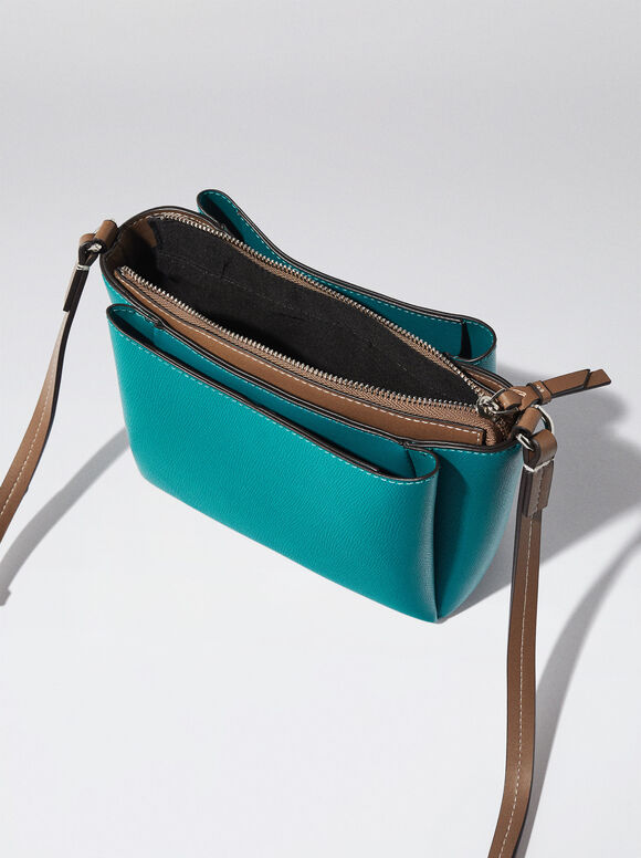 Bolsa de ombro com vários bolsos - Azul