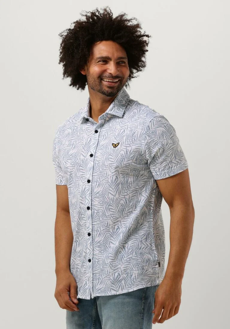 PME LEGEND lichtblauwe pme legend casual overhemd short sleeve shirt print on pique jersey