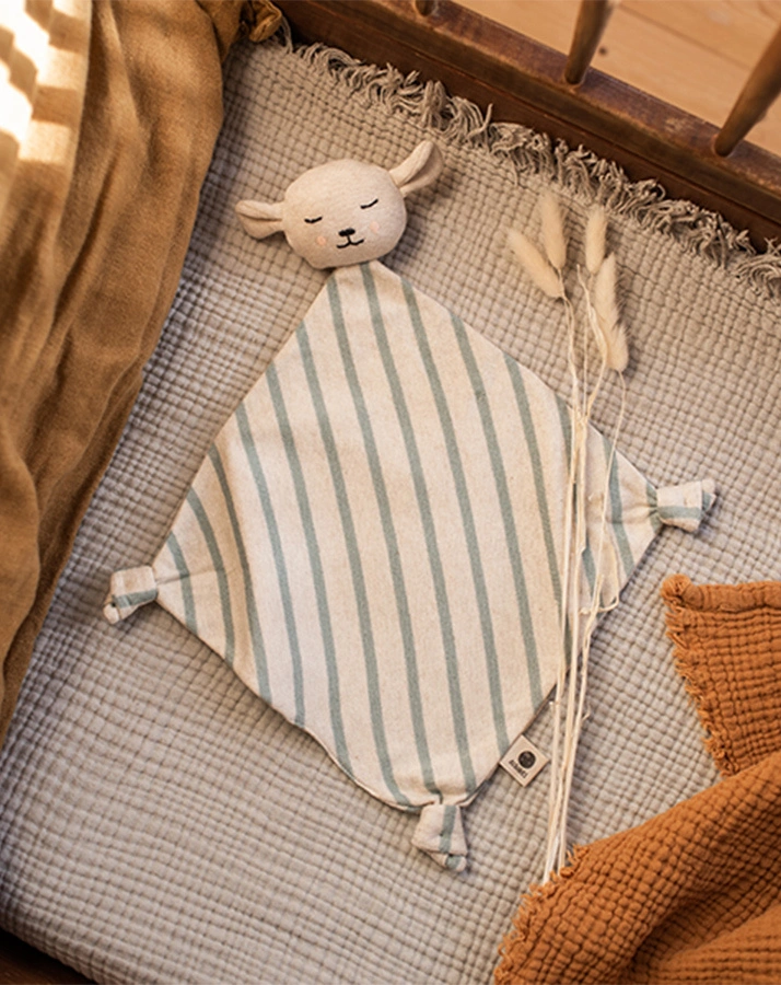 Schnuffeltuch LAMM gestreift in offwhite/aqua