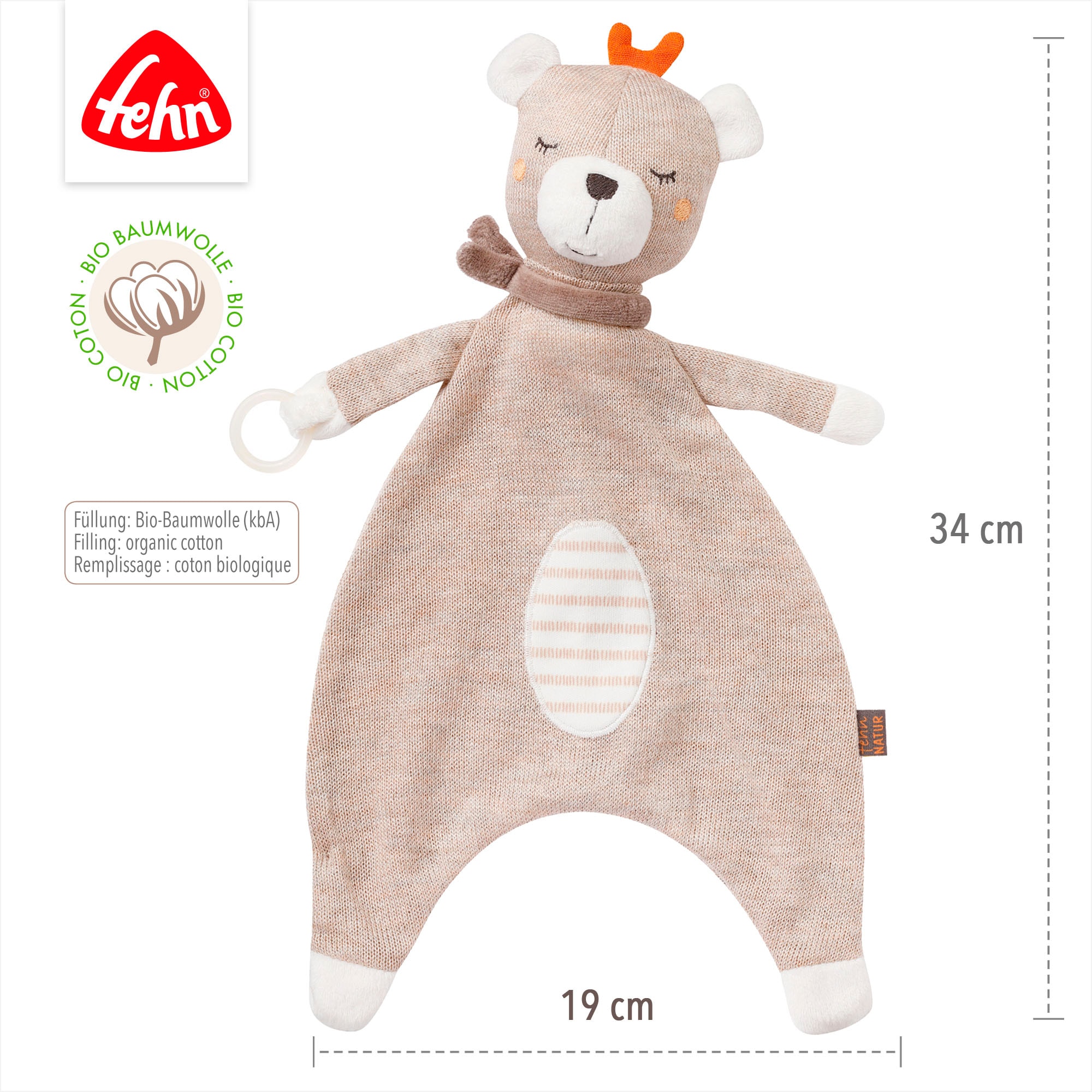 Fehn Kuscheltuch »fehnNATUR, Schmusetuch Teddy« mit Schnuller-Befestigung