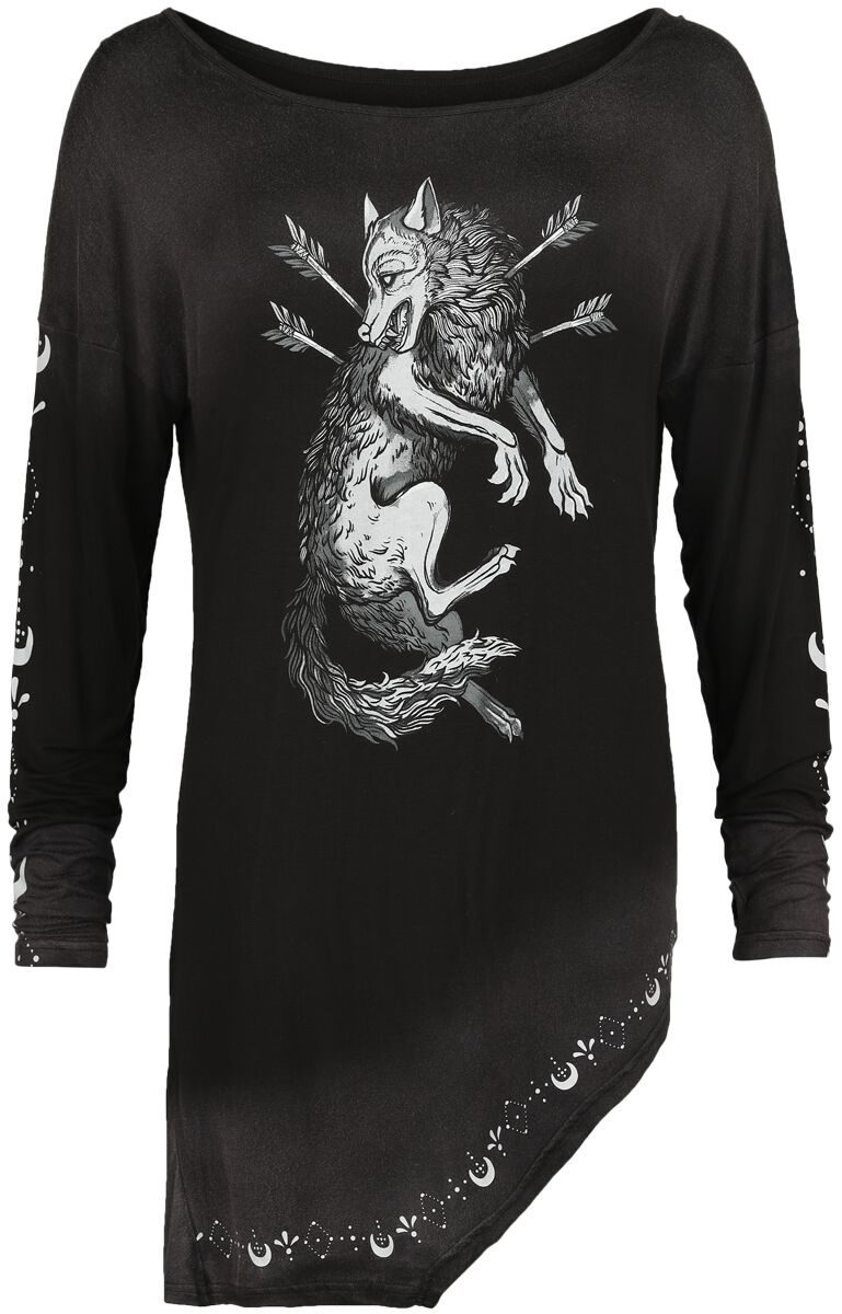 Haut manches longues imprimé loup | Black Premium by EMP T-shirt manches longues