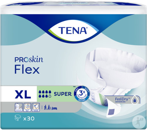Tena Proskin Flex Super Change Complet Absorbant Avec Ceinture Flexible Taille XL 30 Pièces