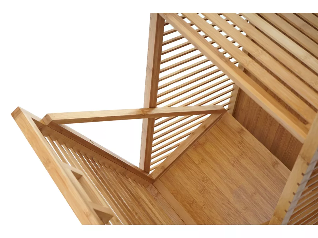 Étagère avec panier à linge MCW-B94 Bambou