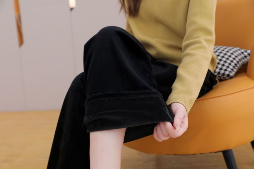 aistera - Middelhoge effen corduroy losse broek