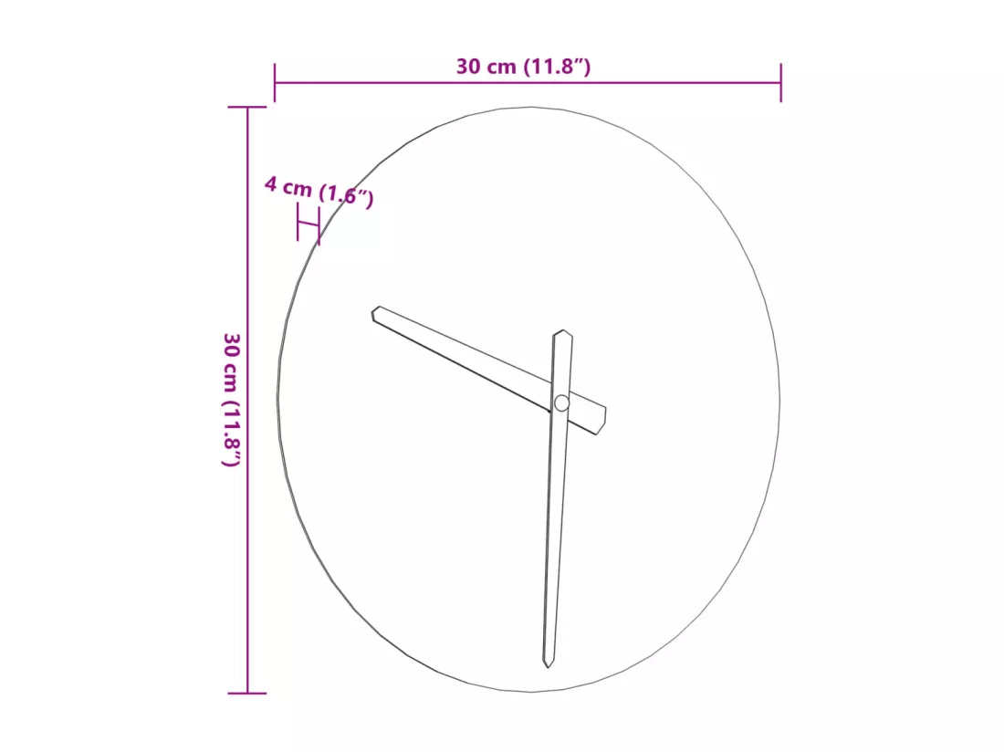 Horloge murale avec aiguilles lumineuses jaune Ø30 cm