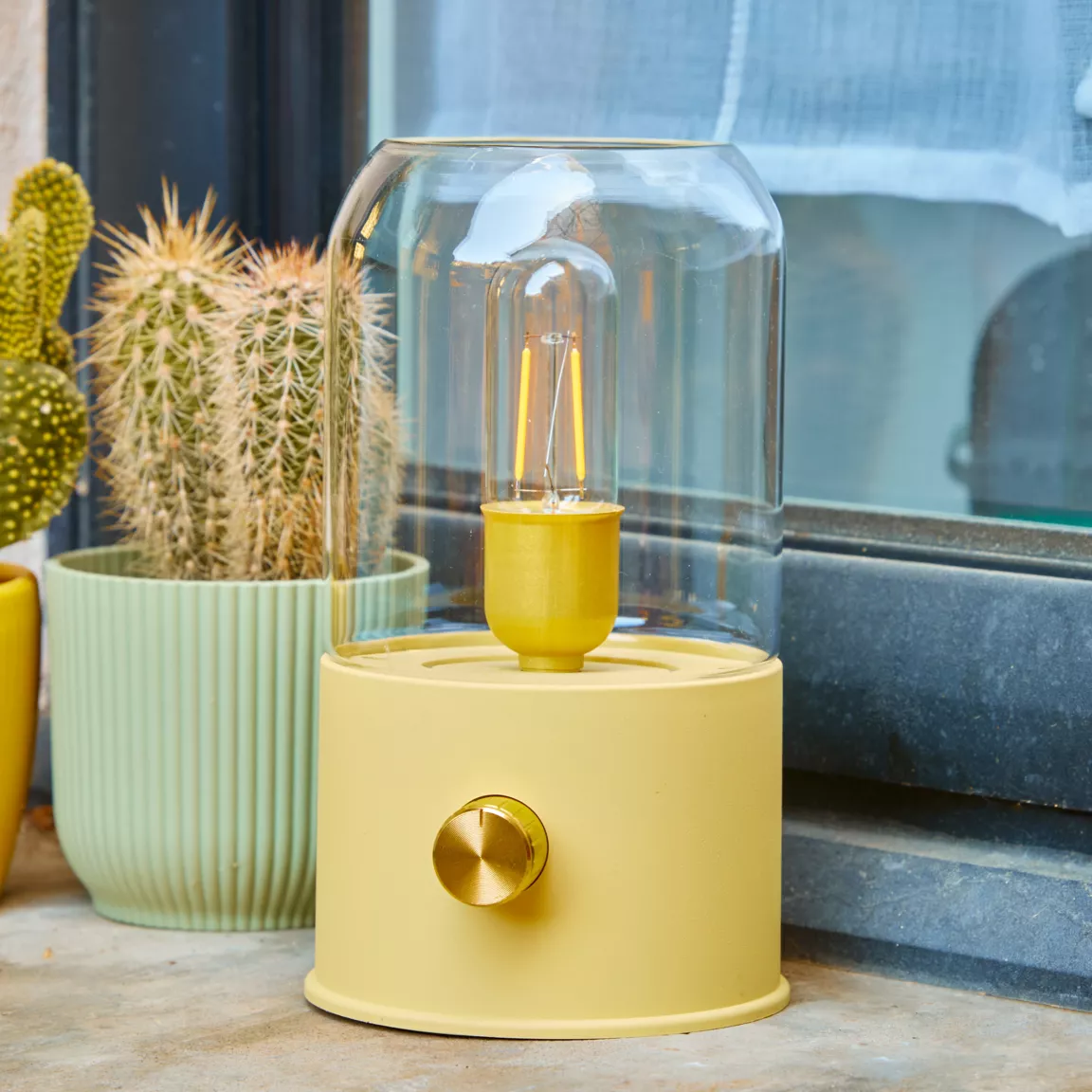 Lampe tempête sans fil rechargeable USB (H20 cm) Jaune