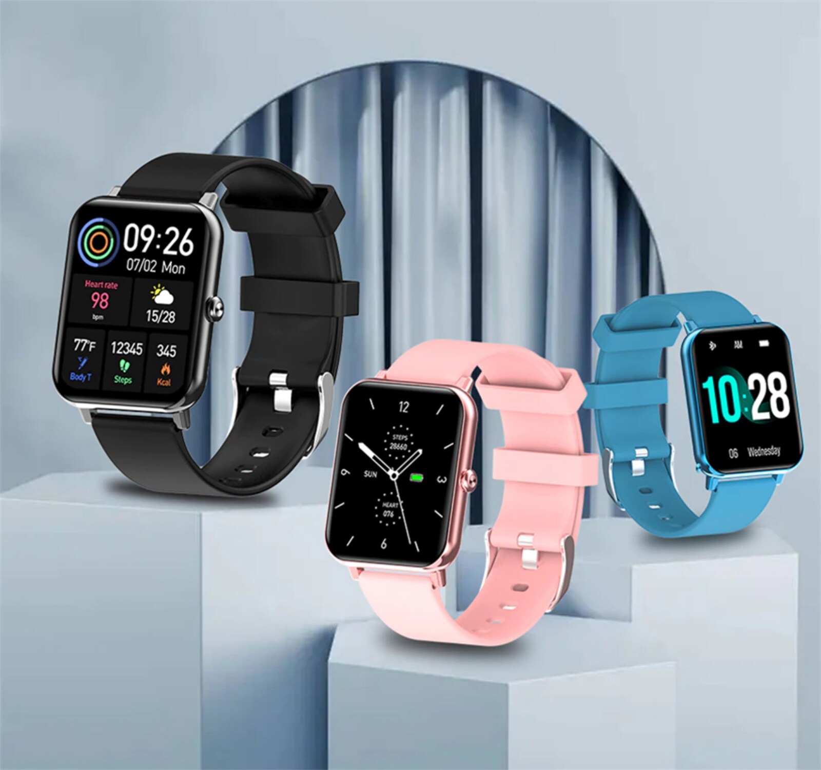 TPFNet Smart Watch / Fitness Tracker IP67 - Silikon Armband - Android & IOS - Rosa