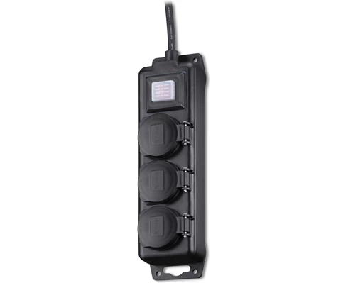 Andersson 3-way outdoor power strip IP44, 3m black