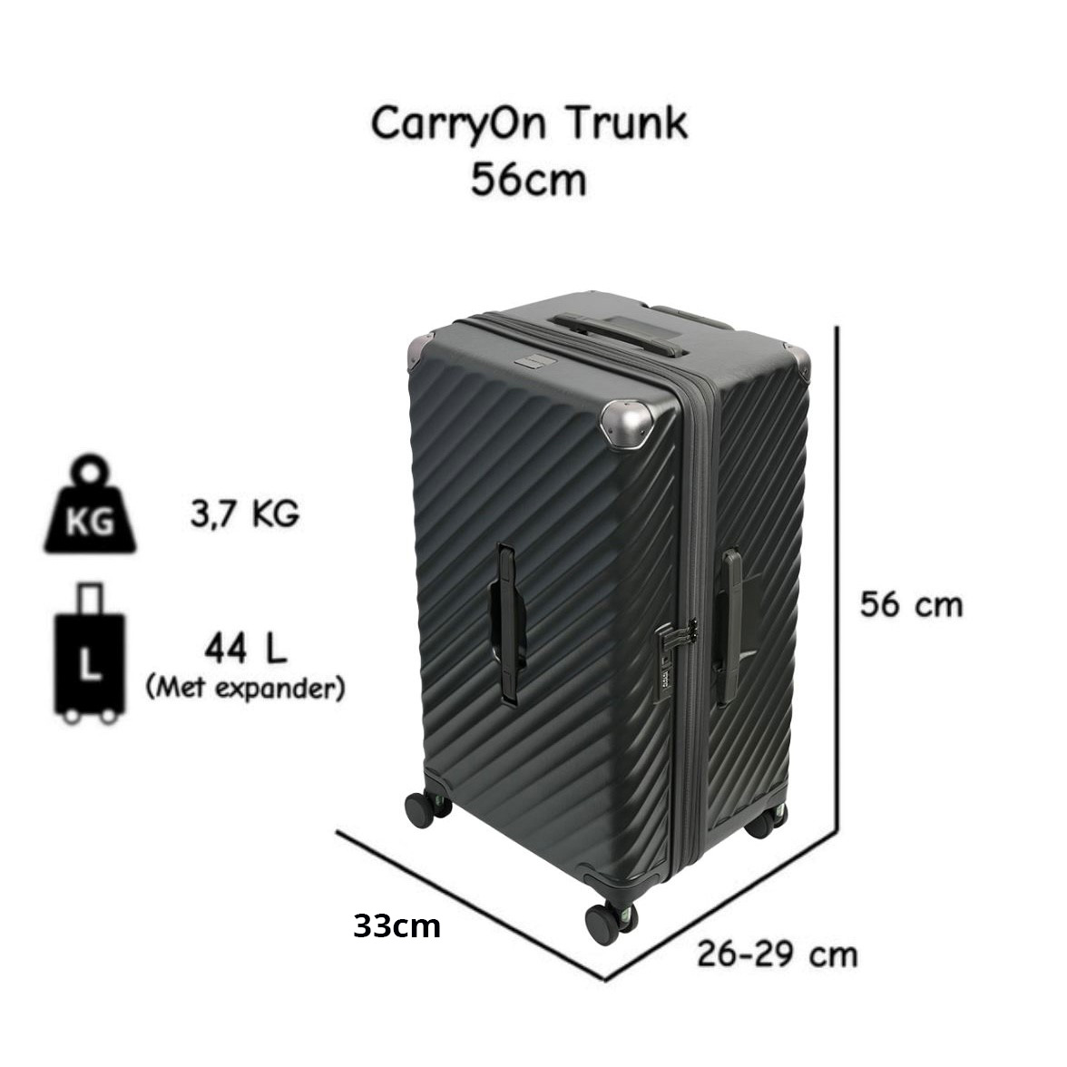 CarryOn Trunk 41 liter handbagage koffer - Black