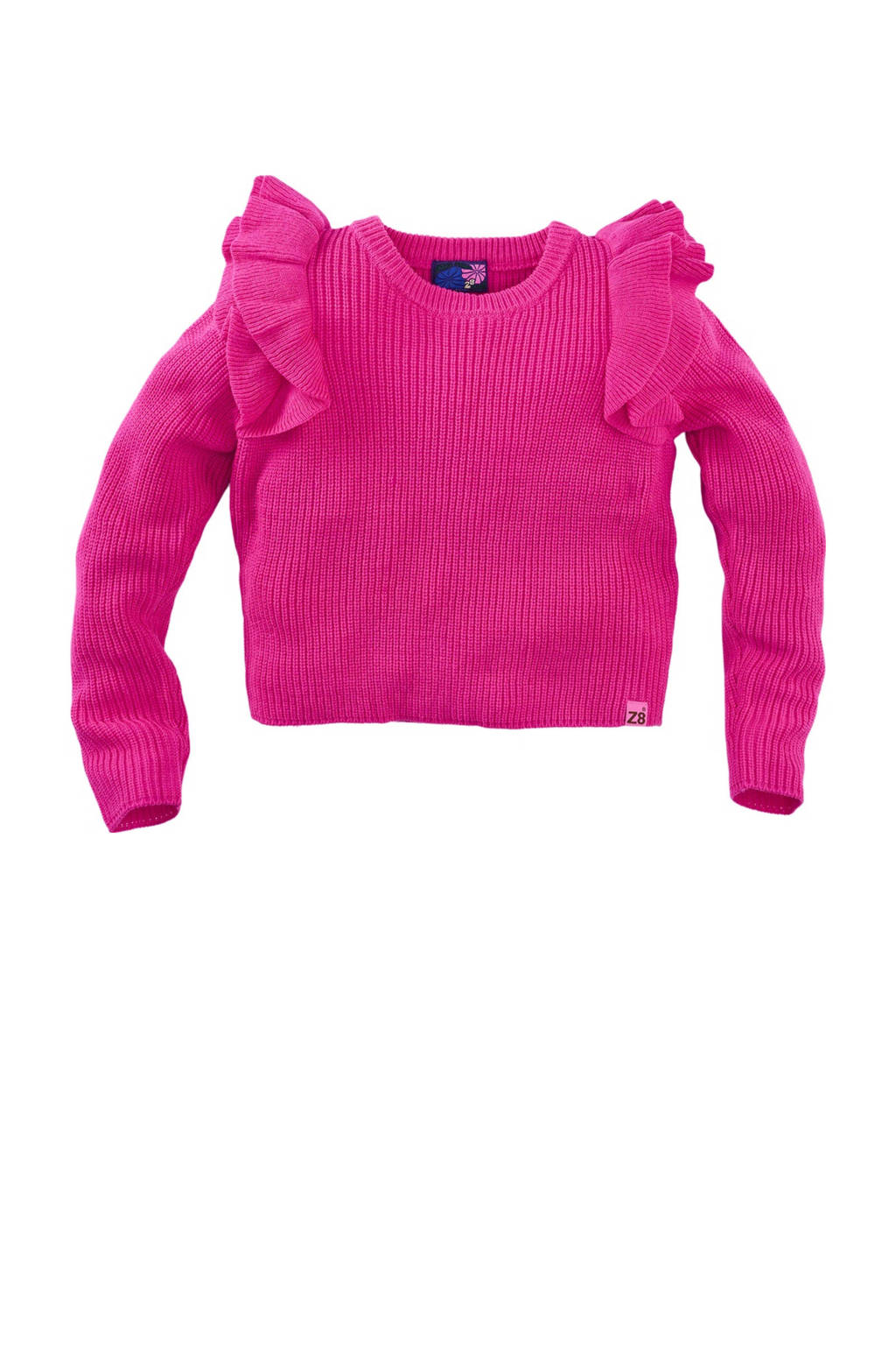 Z8 gebreide trui Lott met ruches roze