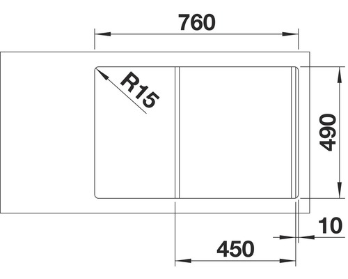Blanco AXIA III 45 S spoelbak, 780 x 510 mm, antraciet, 523183