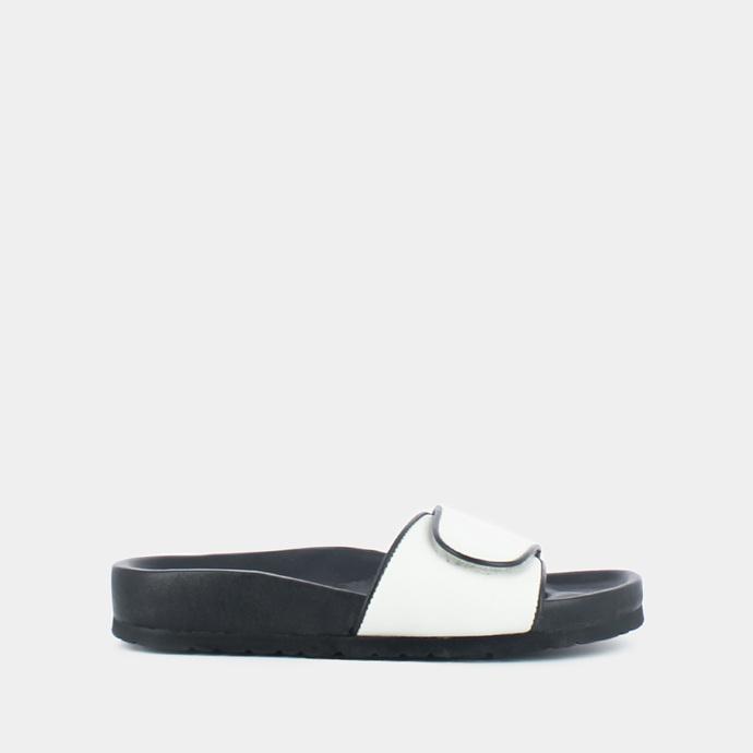 Mules à fermetures  en cuir blanc