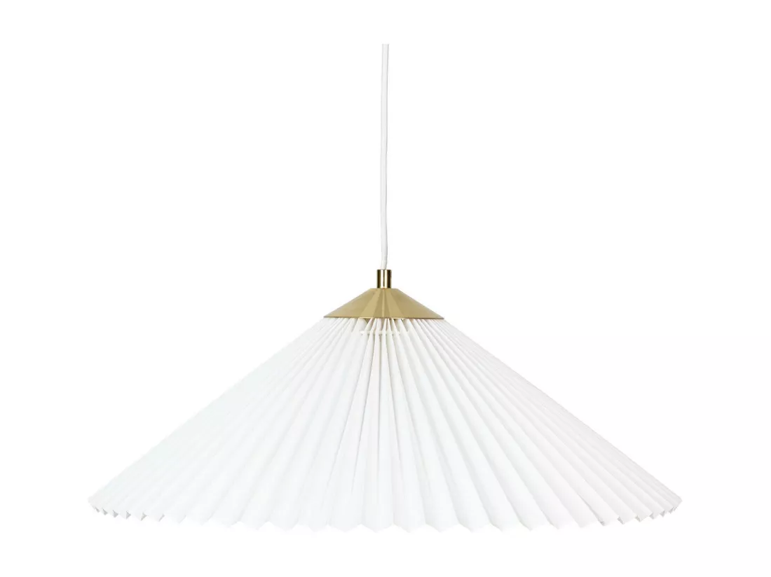 Luminaire Suspension en vinyle Blanc et métal Doré D 49 cm