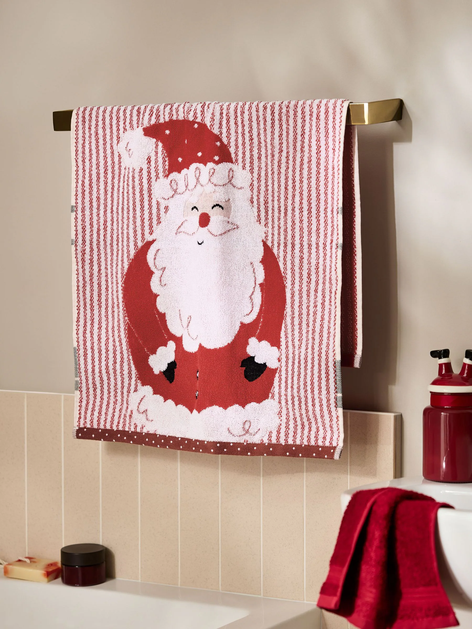 Kersthanddoek met kerstmanprint