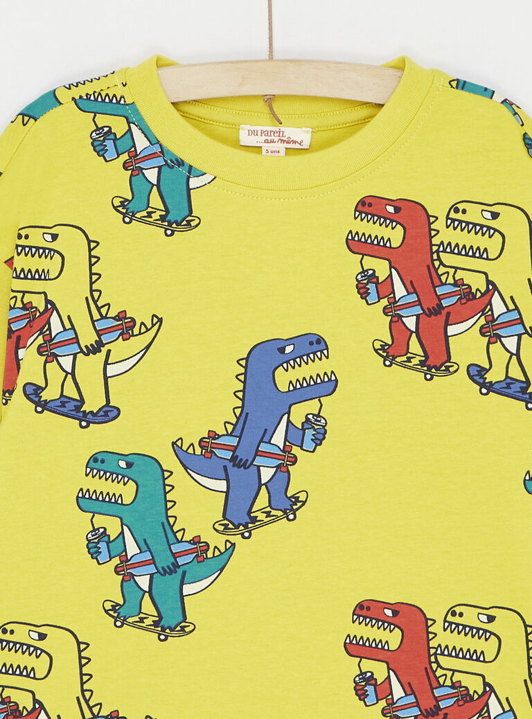 T-shirt jaune à imprimé dinosaures pour garçon