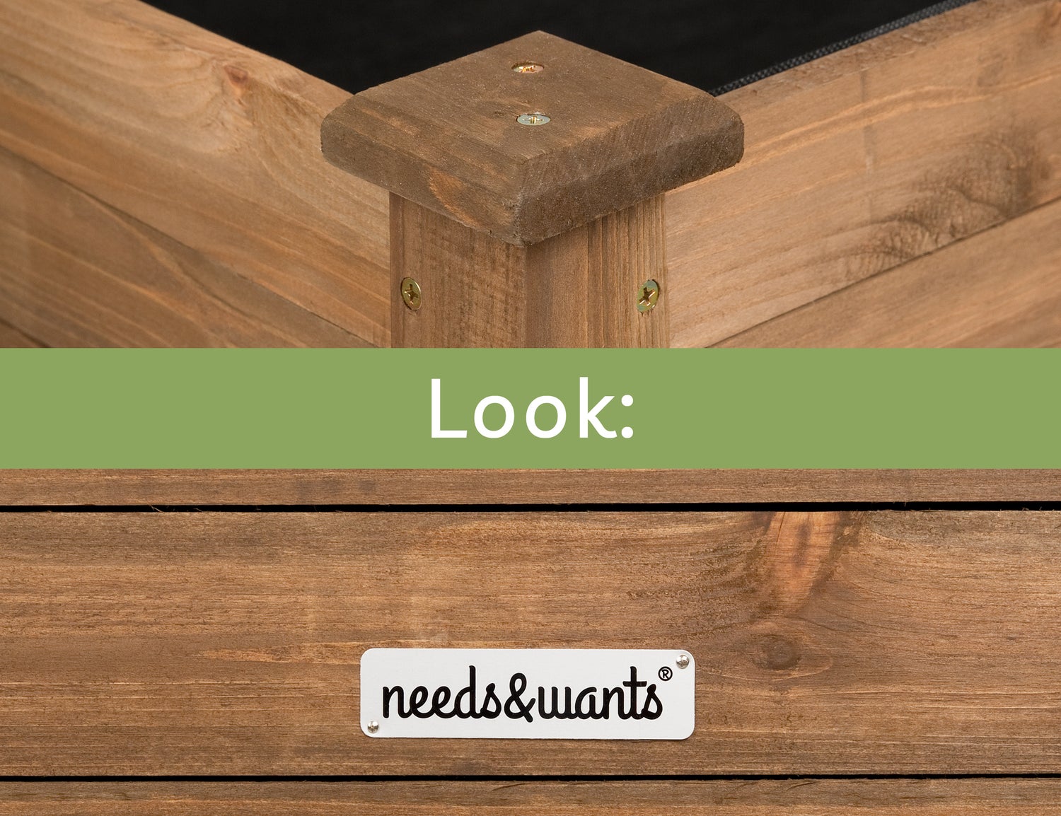 needs&wants® Grote houten verhoogde bak voor tuin, balkon en terras; XL rechthoekige smalle plantenbakset met fleecevoering; kruidentuinbak, decoratief, donkerbruin