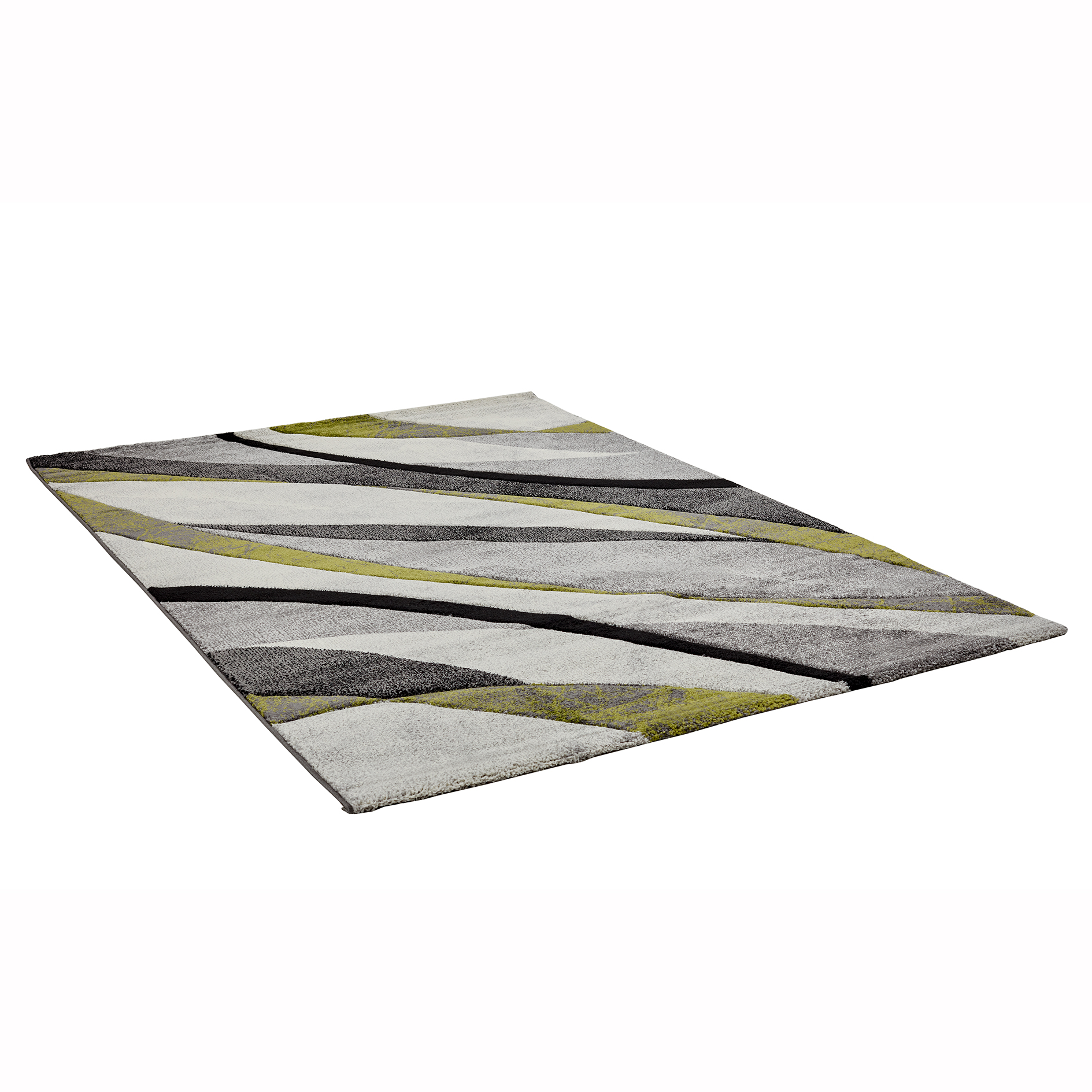 Frisee-Teppich - grün-grau - 80x150 cm