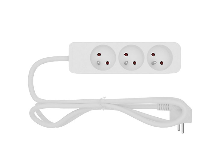 Multiprise 3 prises blanc 1 m