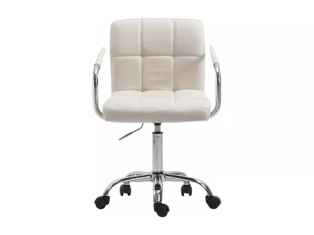 Chaise de bureau - Tissu & Métal chromé - Beige - Lucy V2