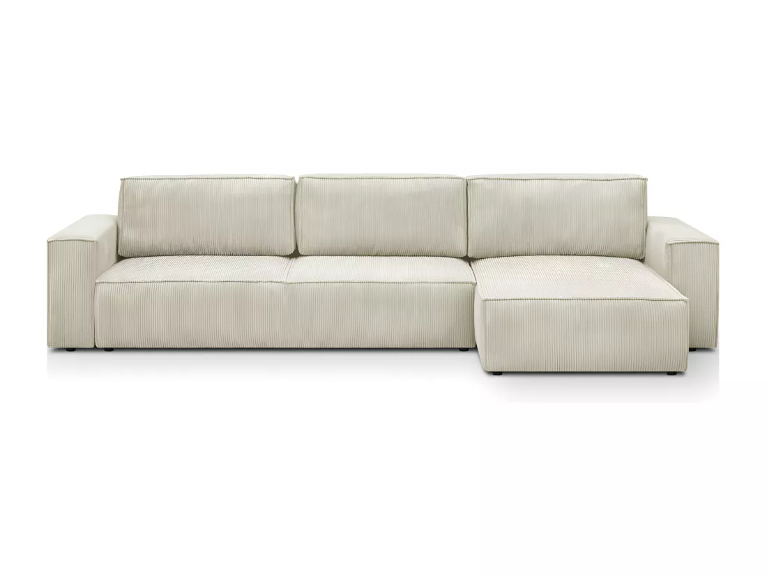 Canapé d'angle modulable réversible 5 places en velours côtelé beige - Harper Mod