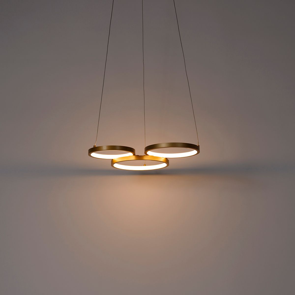 Hanglamp goud incl. LED 3-staps dimbaar 3-lichts - Rondas