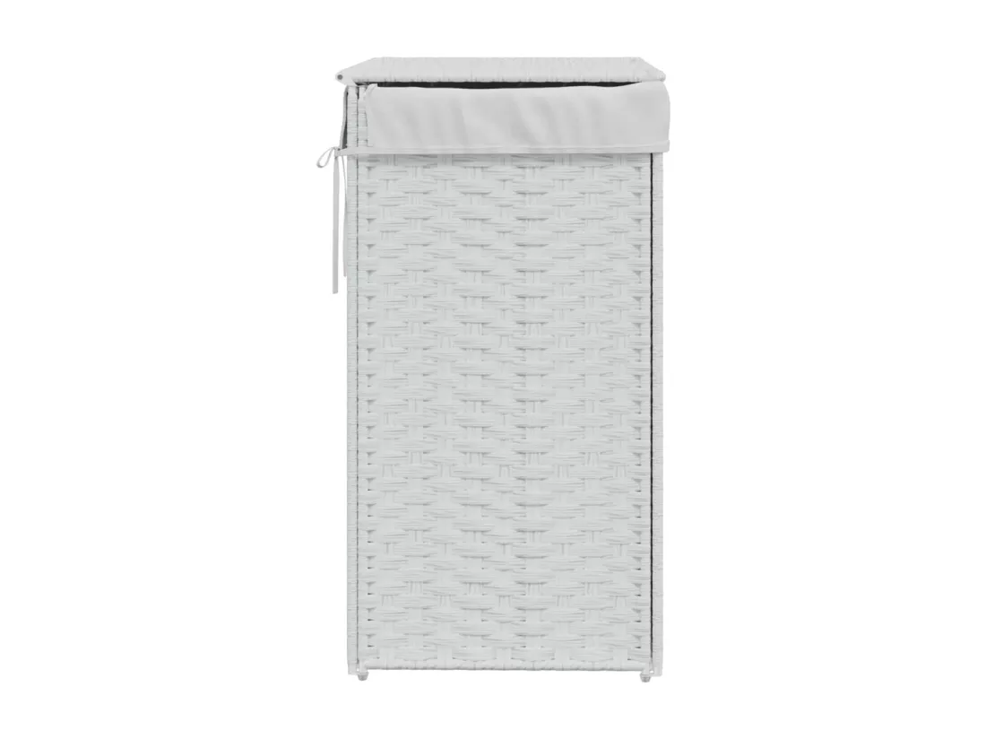 Panier à linge avec couvercle blanc 46x33x60 résine tressée