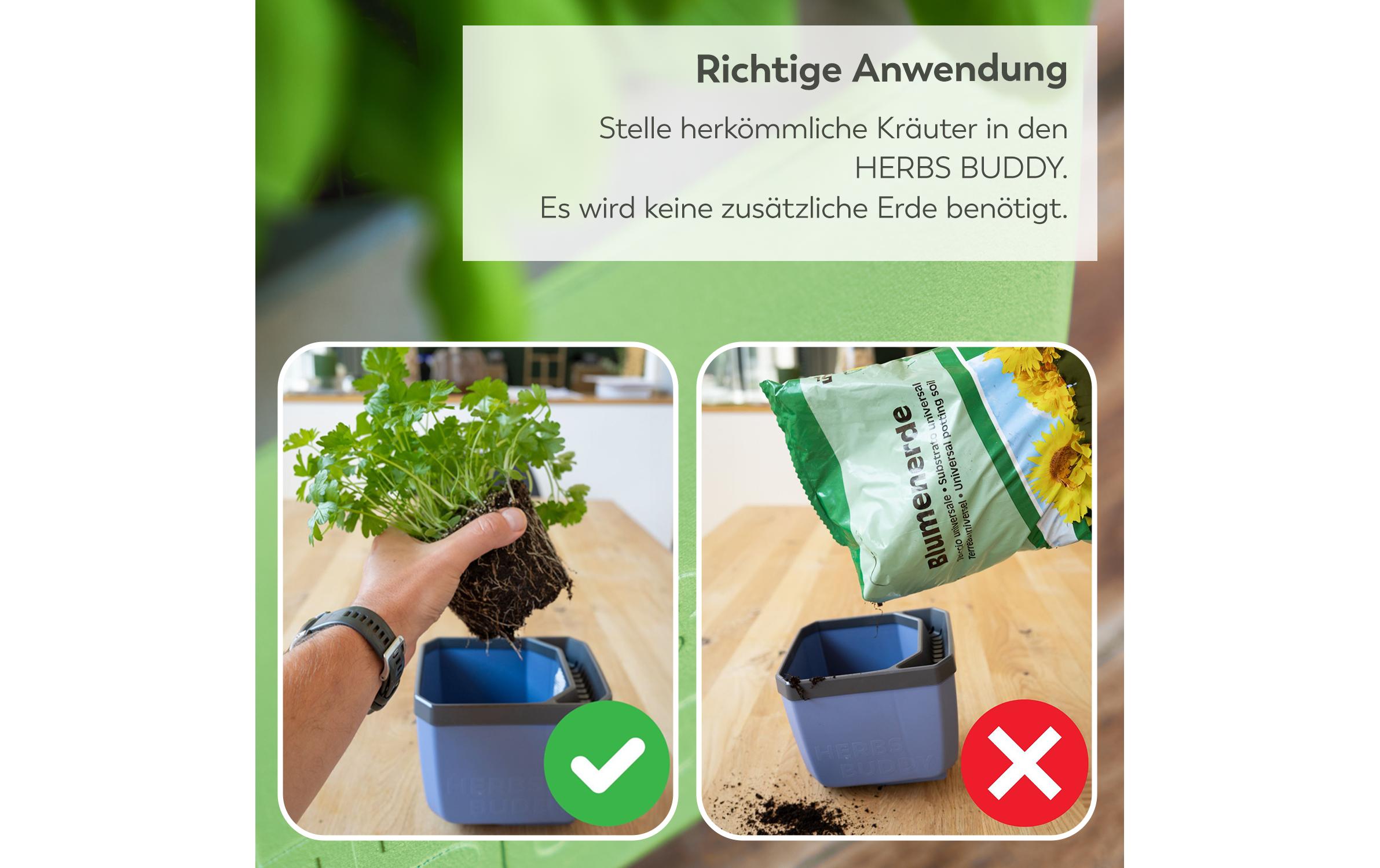 HERBS BUDDY Kräutertopf DunkelgrünKräutertopf mit Wasserreservoir und Kippfunktion